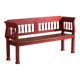 Old red-painted pine bench with turned backrest – Central Europe, circa 1900