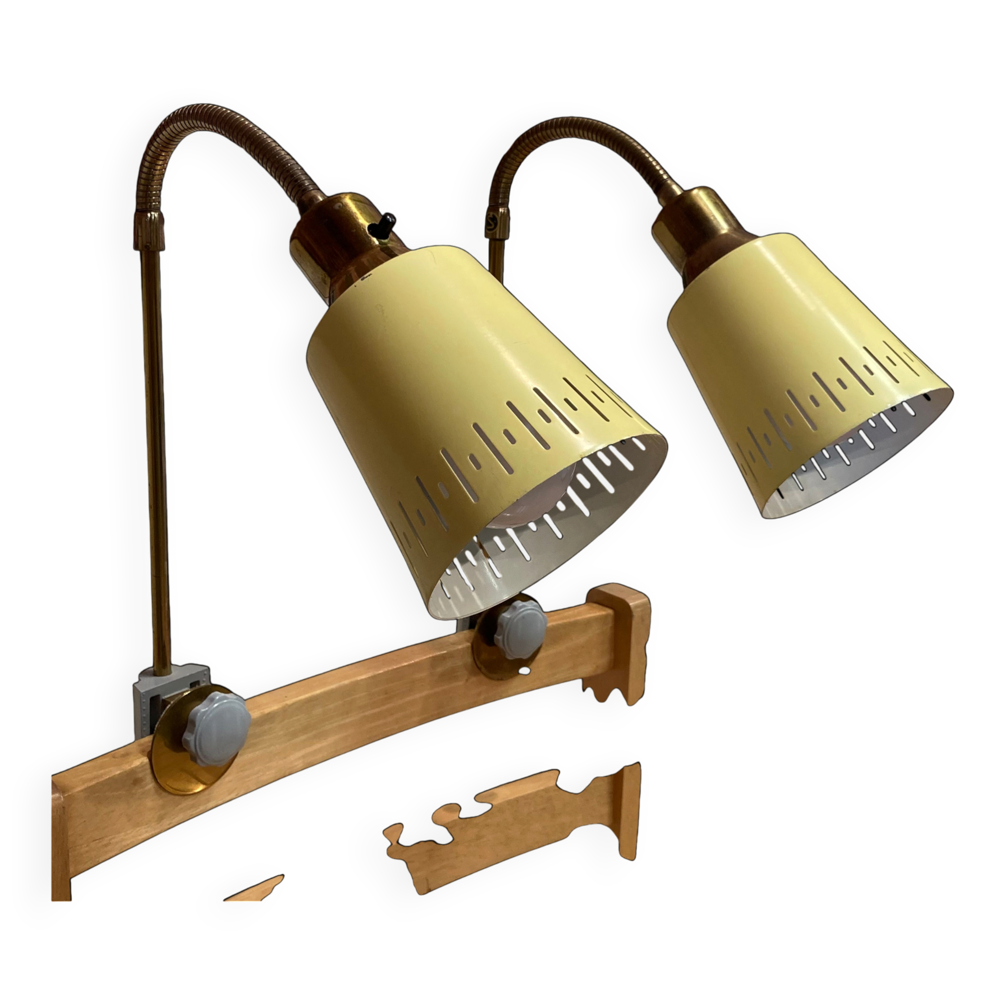 Pair of large modular scandinavian design wall lights from the 1950s.