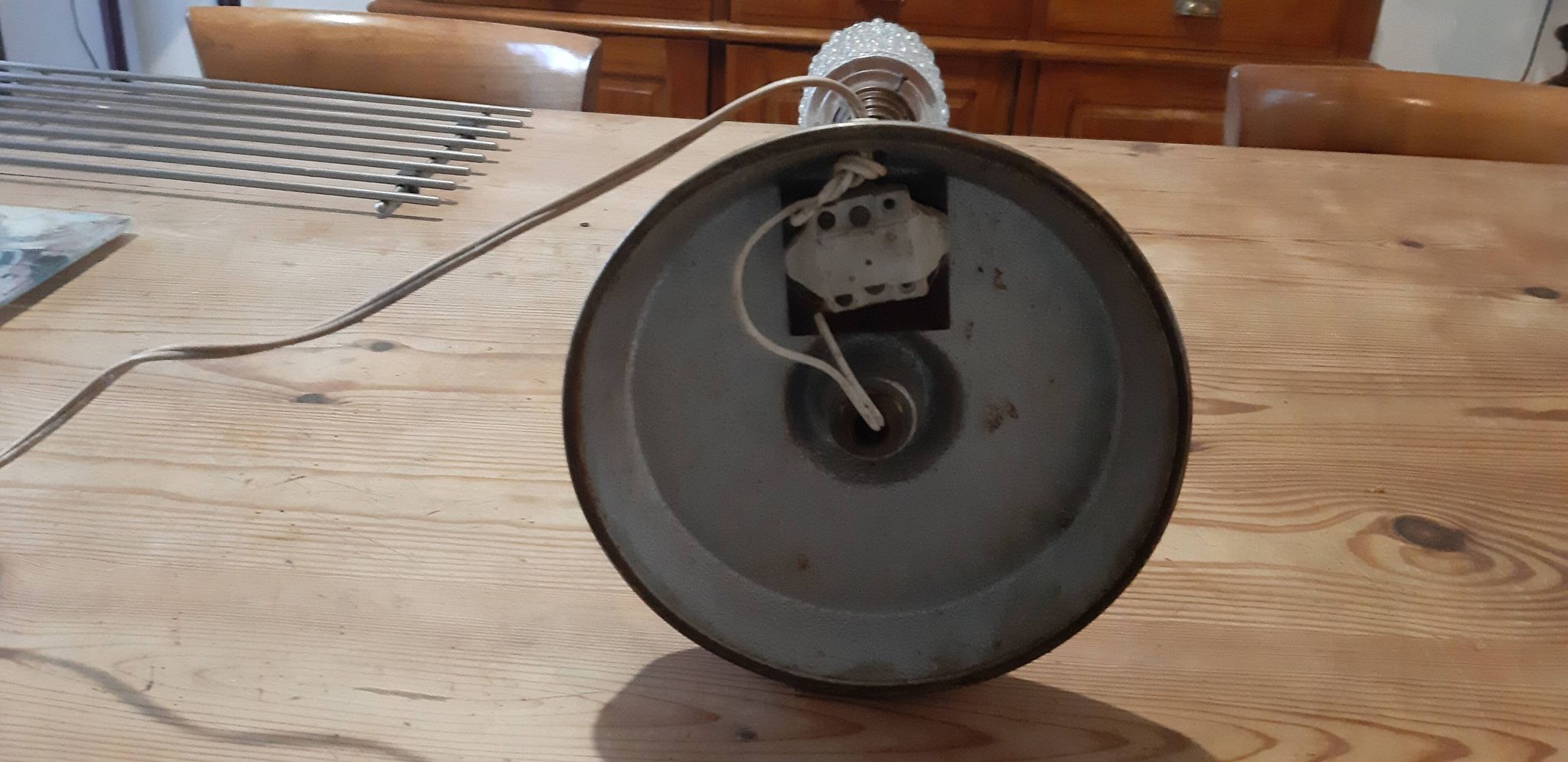 Lampe vintage laiton et verre granité