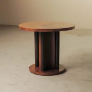 Guéridon rond de style Art déco en bois, vers 1950