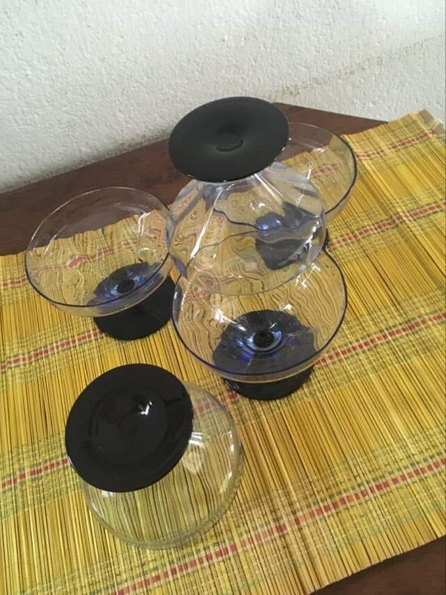 Five vintage cuts with blue glass