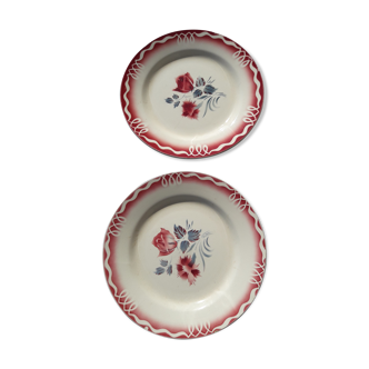 2 dessert plates made of digoin Sarreguemines model Marjolaine diam 20.5 cm
