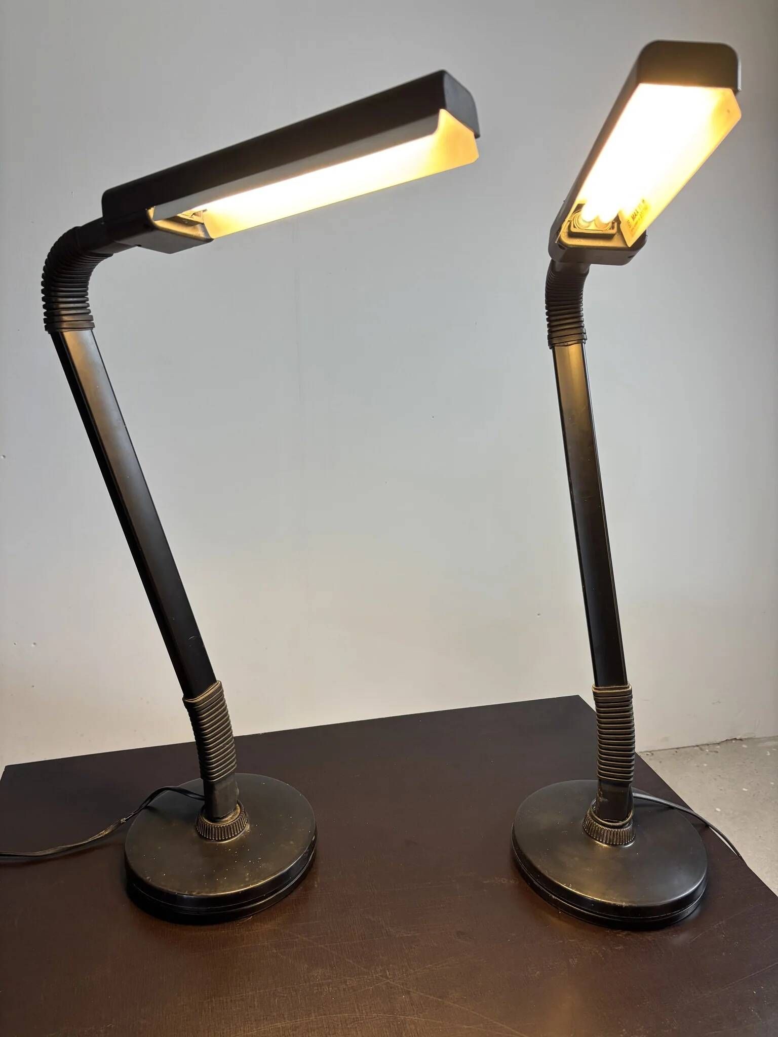 Pair of black articulated desk lamps — Ledu