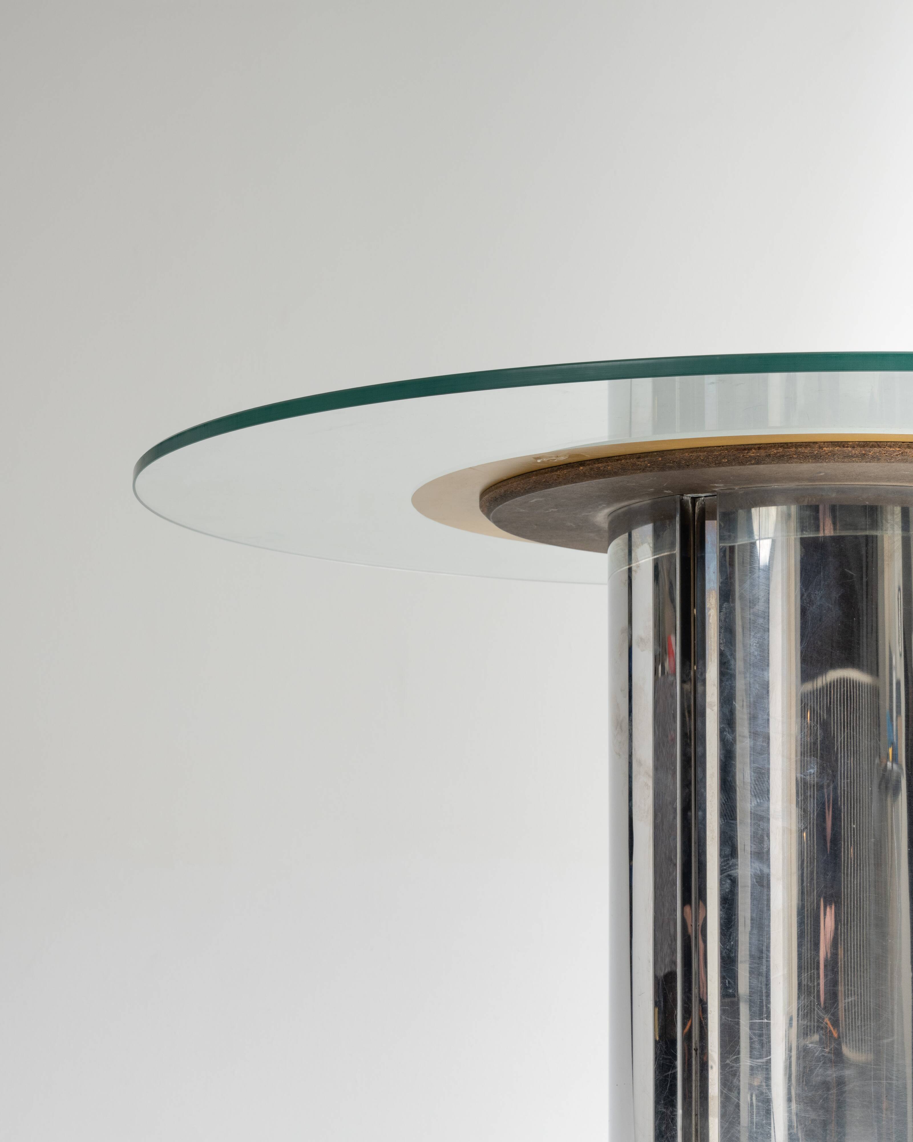 Glass and chrome dining table, antonia astori, 1960s