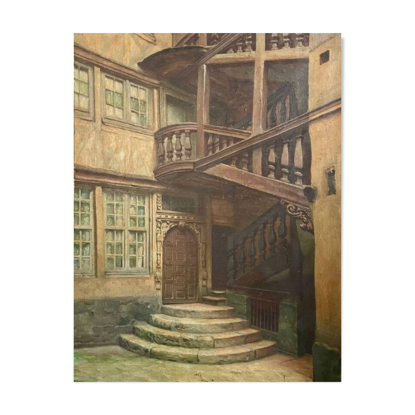 Old painting of a house in Rouen, 19th century