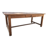 Antique oak farmhouse table with cat bar and 1 drawer.