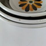 Trio of Italian 1970s deep plates, ochre brown floral decoration