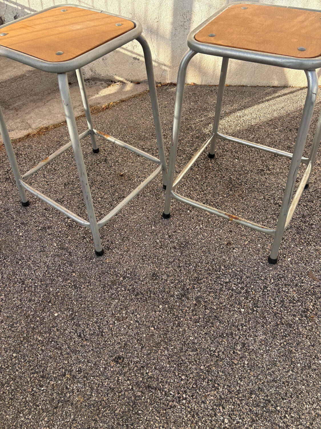 Duo gray industrial stools