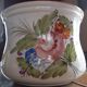 Large pot cache, decoration bouquet of flowers painted by hand, signed.