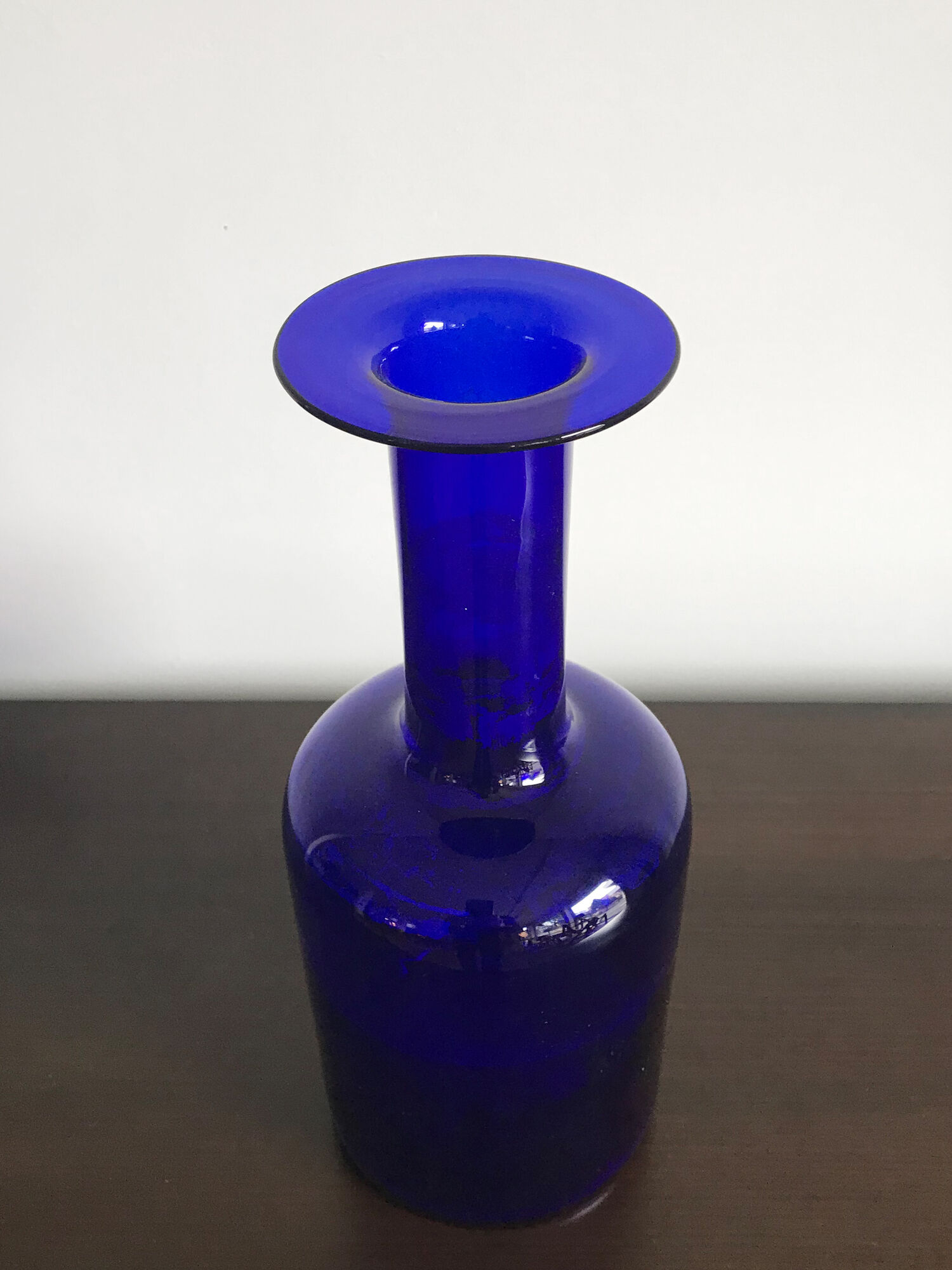Scandinavian blue glass vase, Otto Brauer for Holmegaard, 1960s