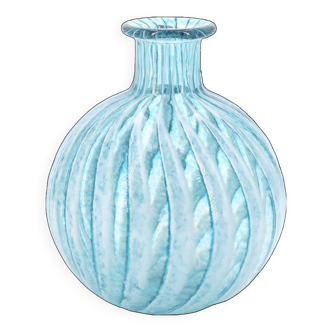 Vase rayé en verre bleu clair Phoenician Malta, années 90