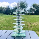 Large glass pebble lamp base from the 70s/80s