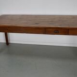Antique Elm 19th Century French Rustic Farmhouse Dining Table