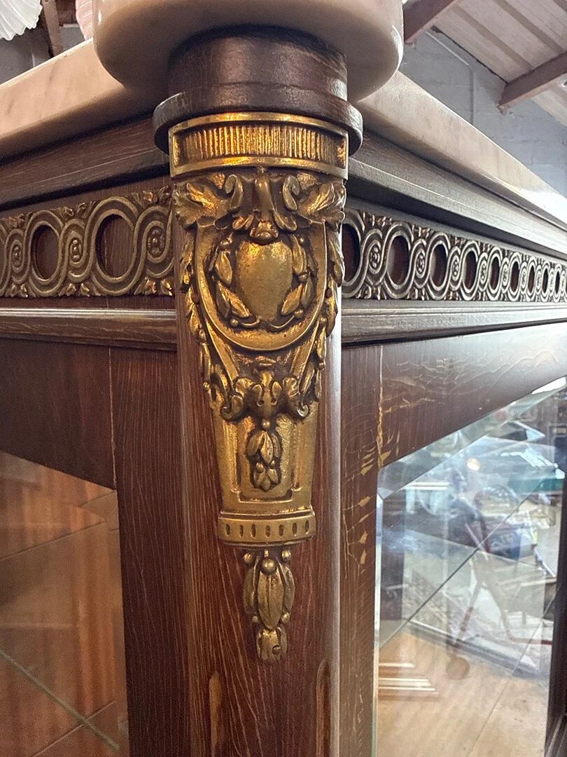 Vitrine ancienne bois marbre – Meuble vintage