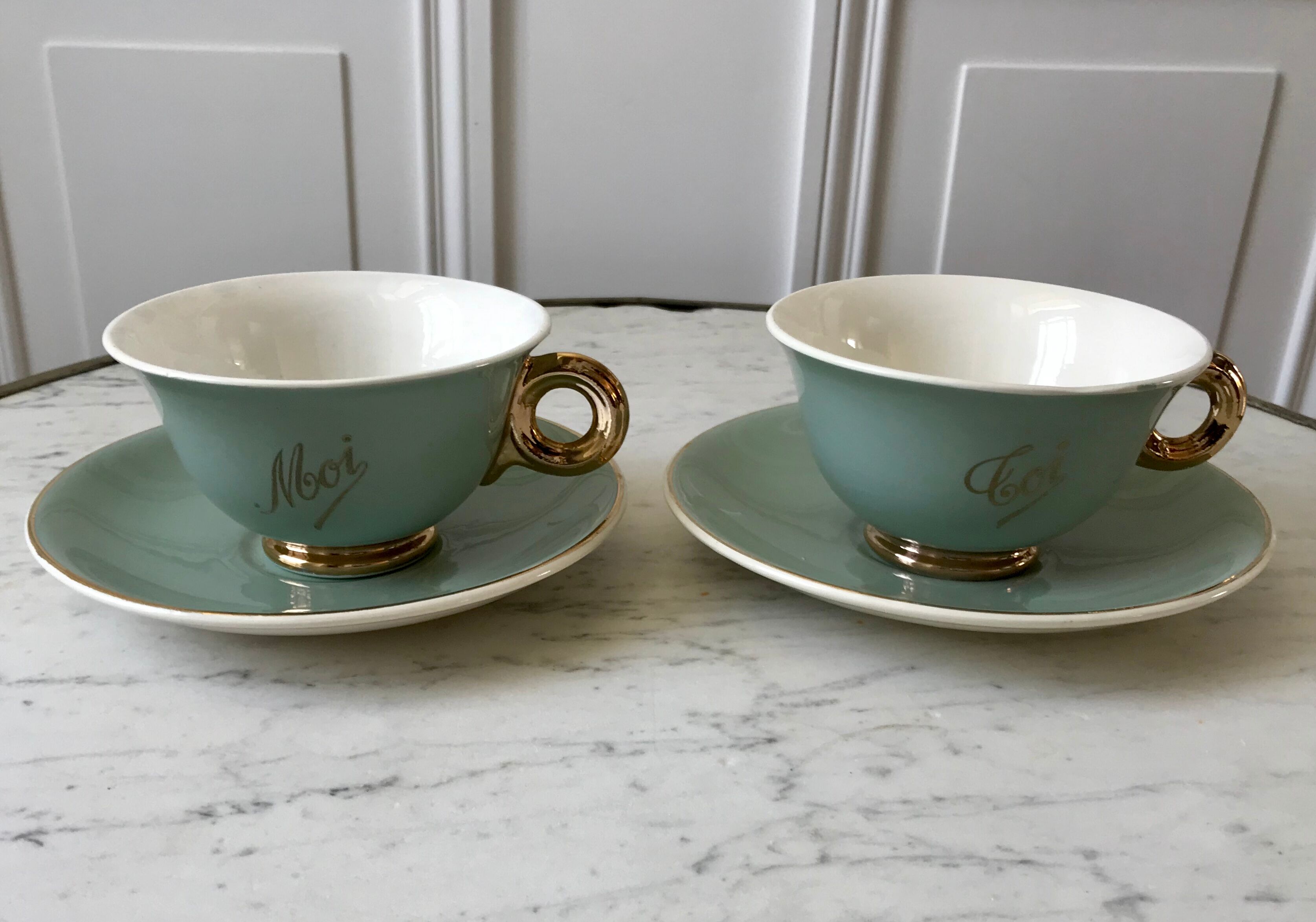 Lunch duo Digoin Sarreguemines Toi & Moi vert sage 50s