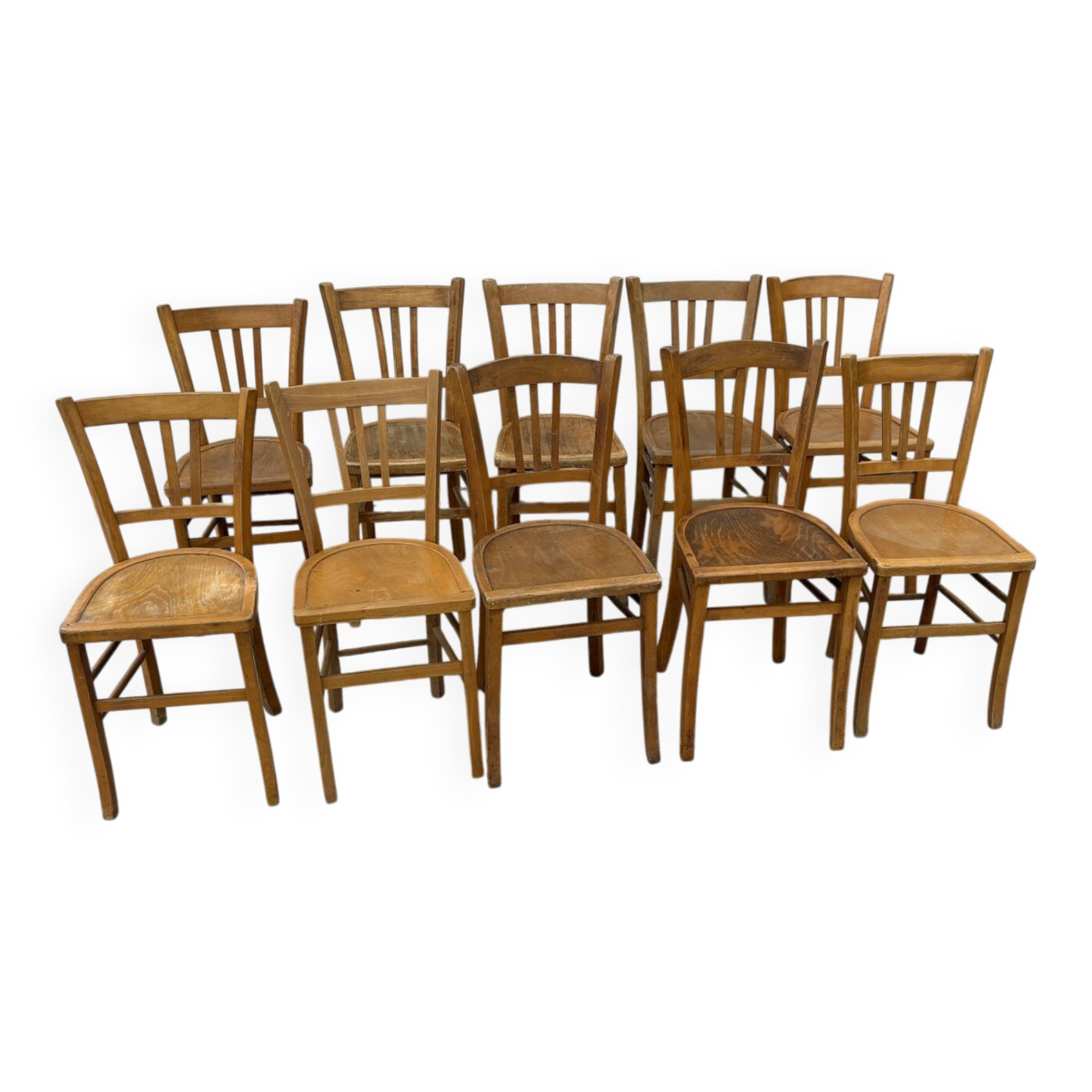 Set of 10 vintage bistro chairs