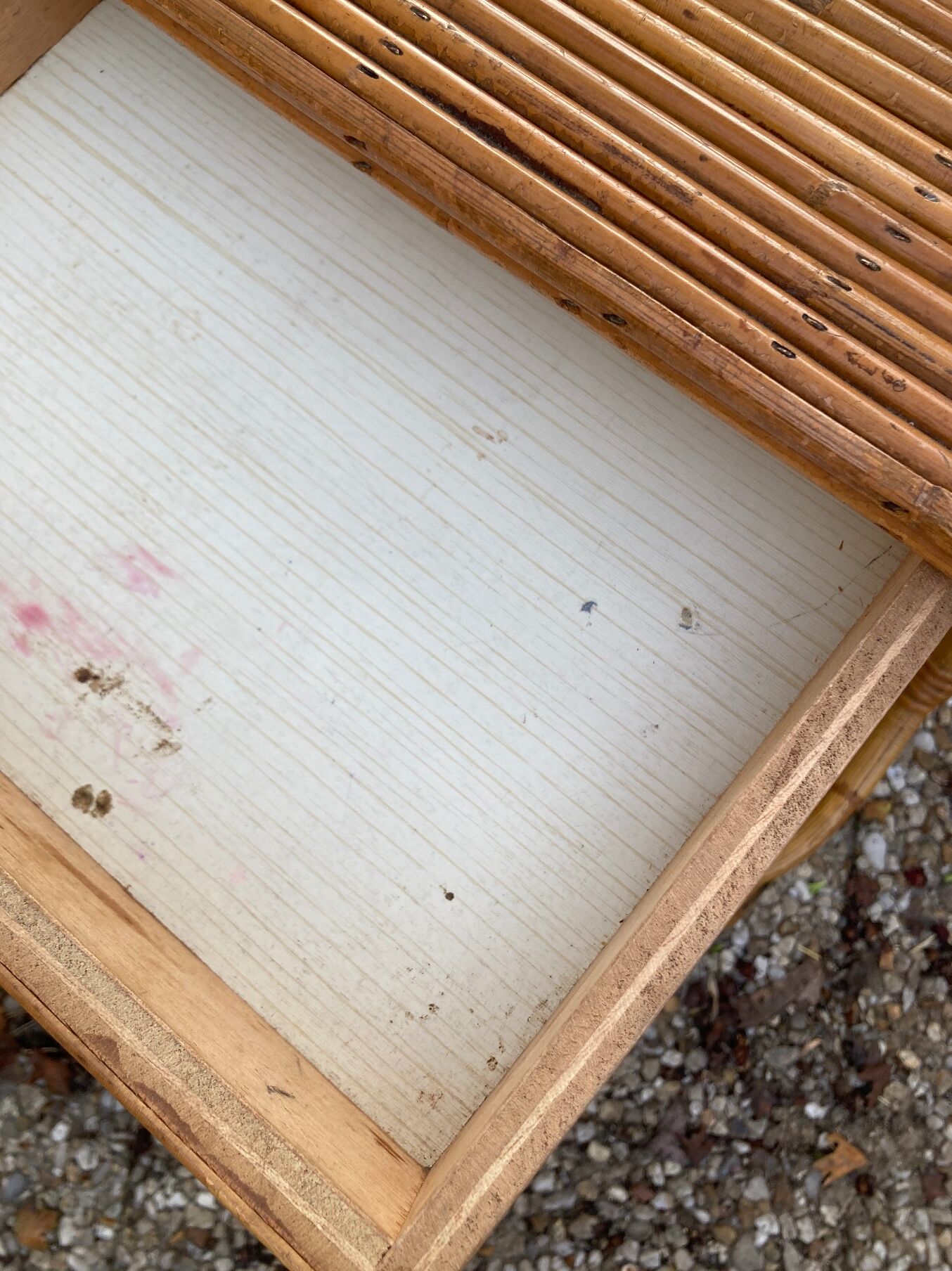 Vintage rattan magazine rack table