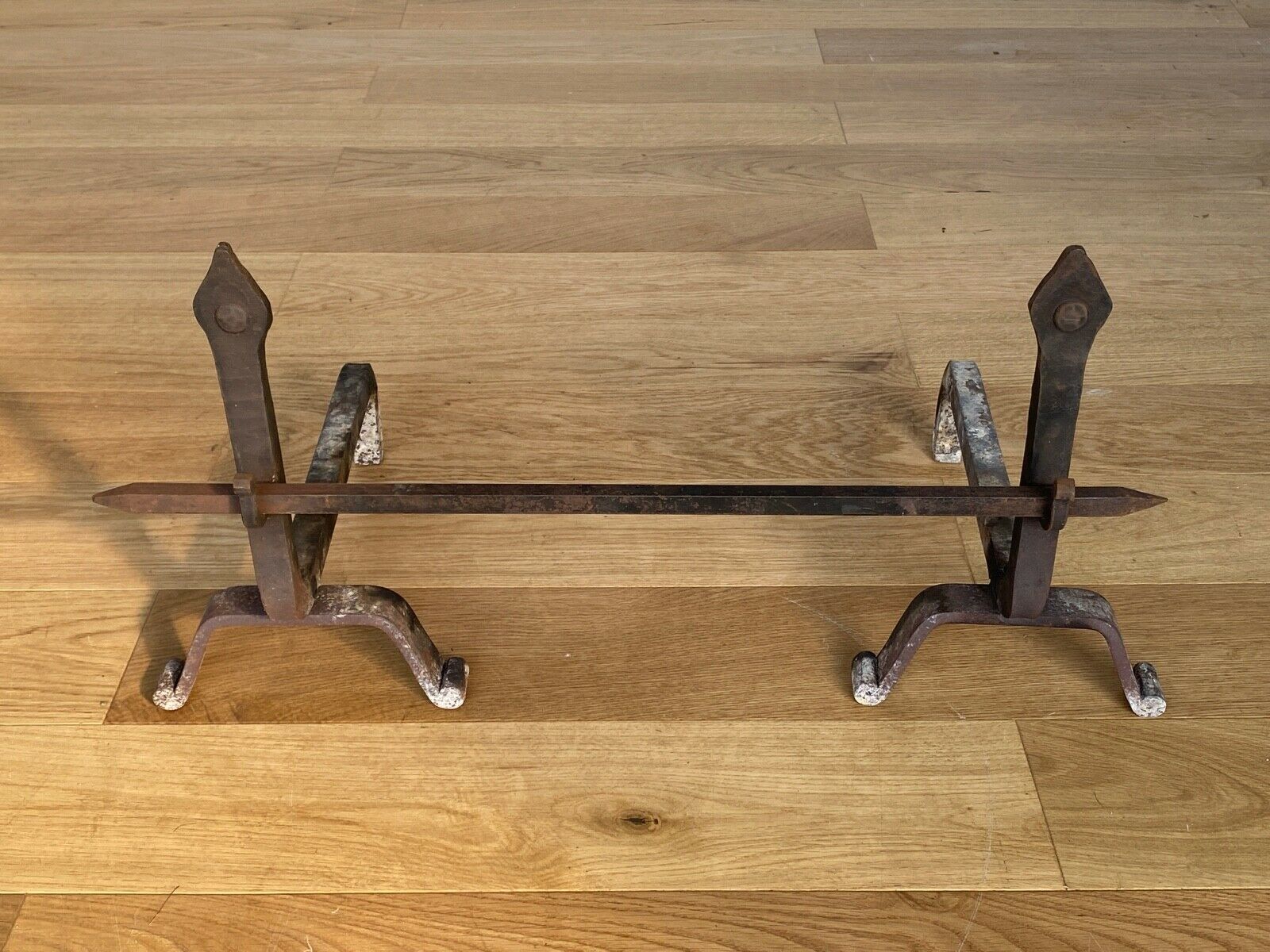 Pair of brutalist chenets 1960 accessories fireplace french work