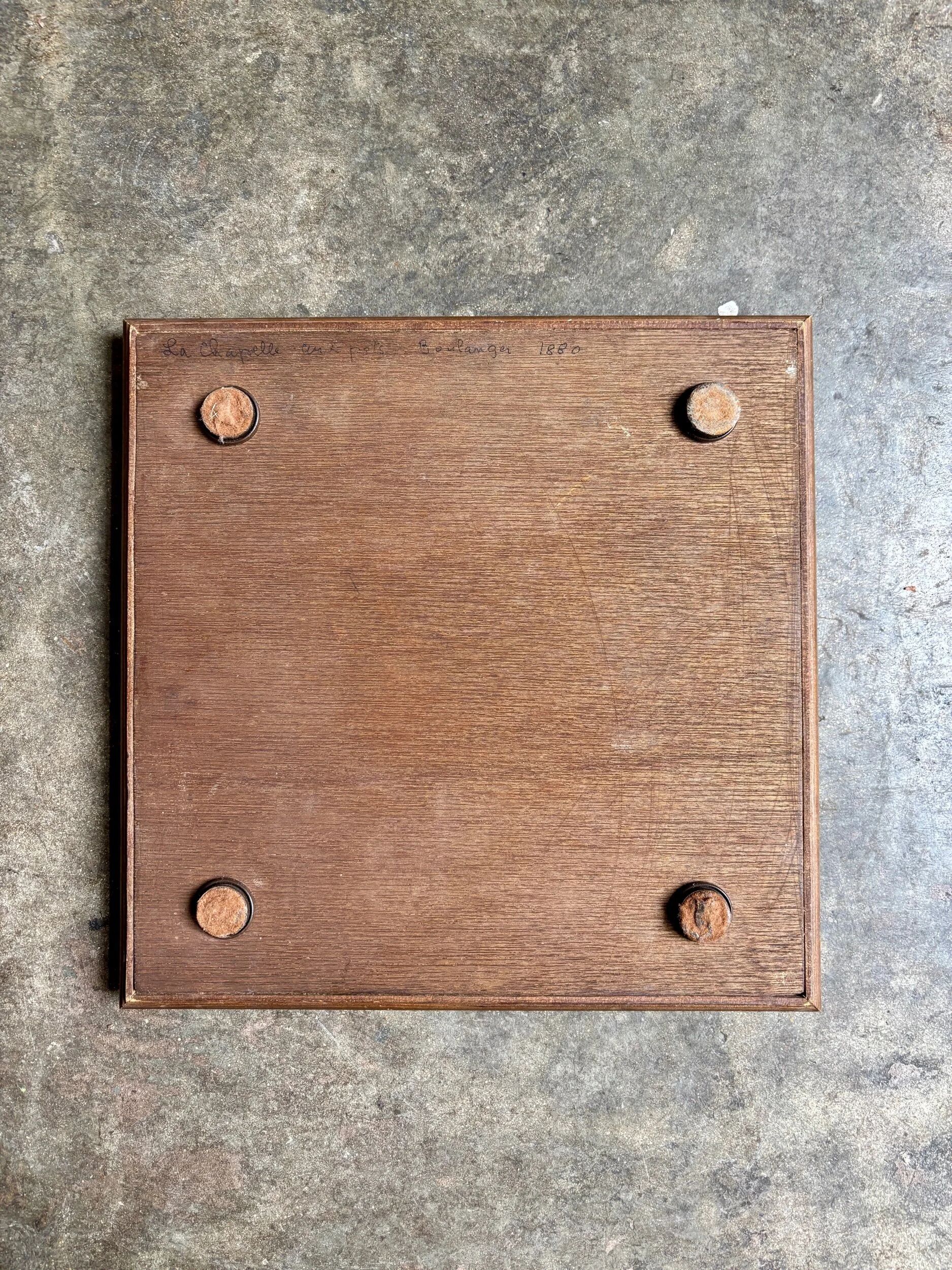 Wooden trivet and cement tiles, 1880