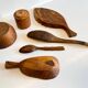 Set of vintage turned and carved wooden cups