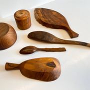 Lot coupelles en bois tourné et sculpté vintage