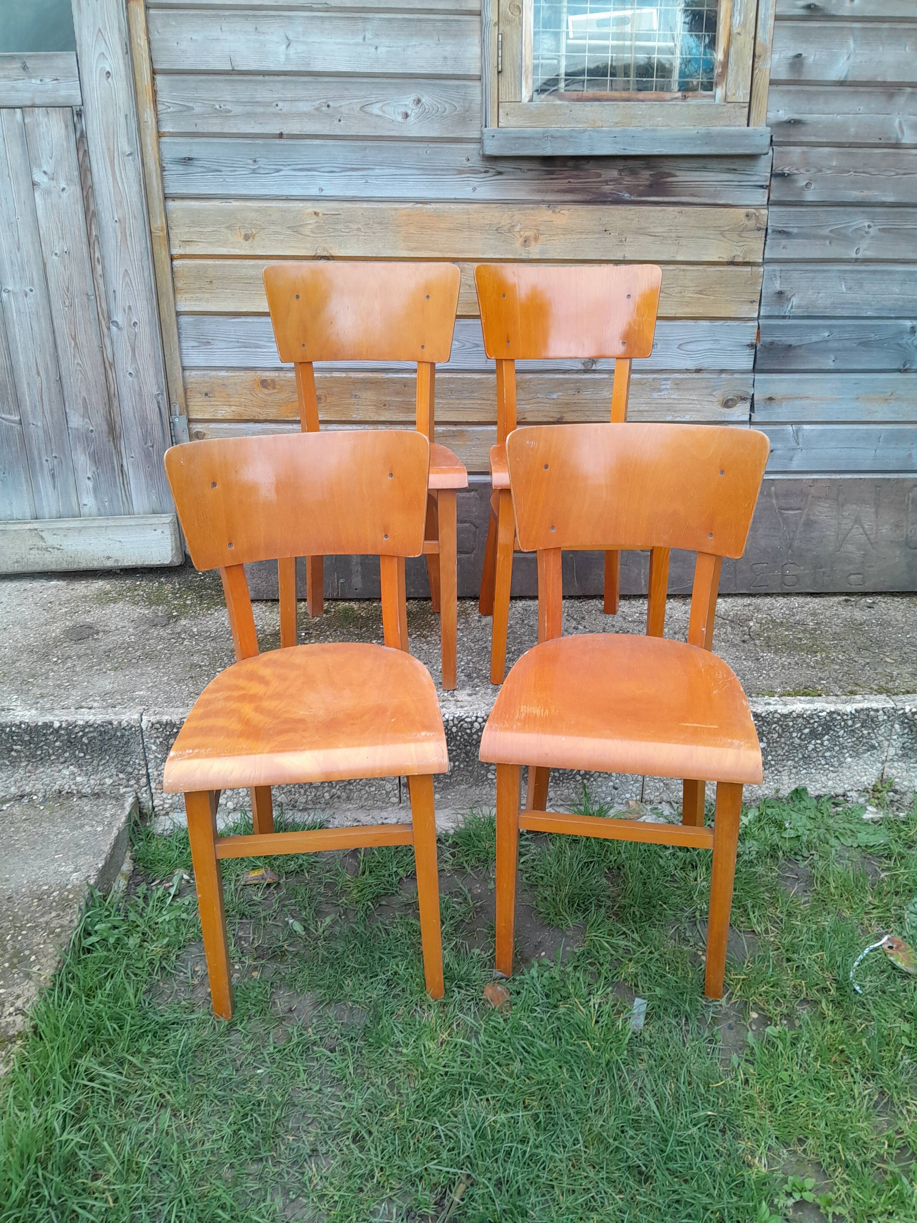 4 old vintage bistro chairs