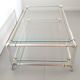 Rectangular Crystal and White Metal Coffee Table with a Lower Shelf