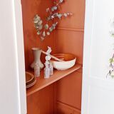 White Parisian wardrobe and terracotta