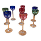 Set of 8 Coloured Cut Crystal Liqueur Glasses
