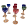 Set of 8 Coloured Cut Crystal Liqueur Glasses