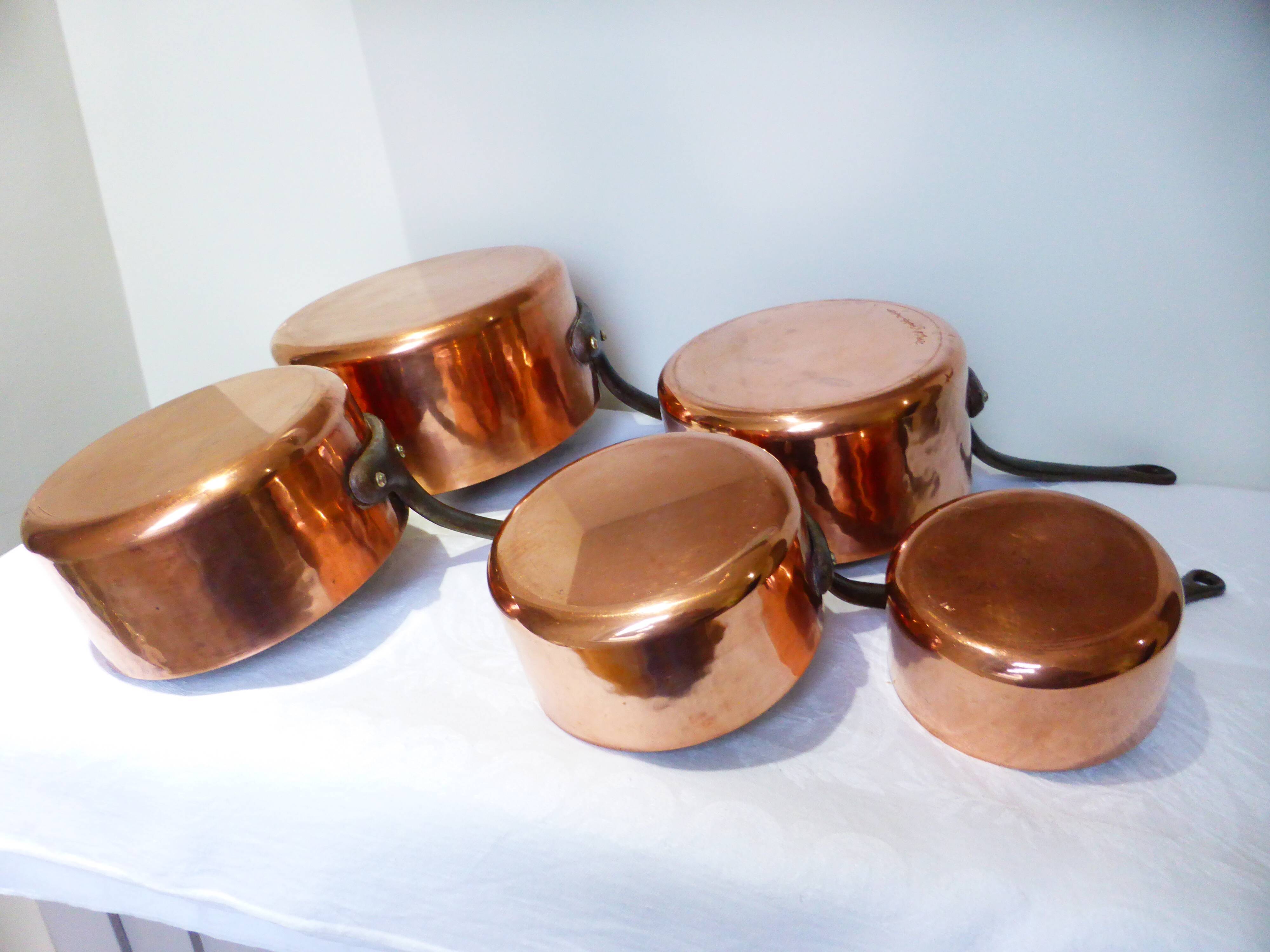 Set of 5 tinned copper pans 211290