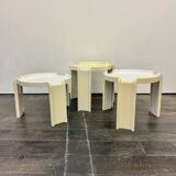 Vintage white nesting tables by Giotto Stoppino for Kartell, 1970