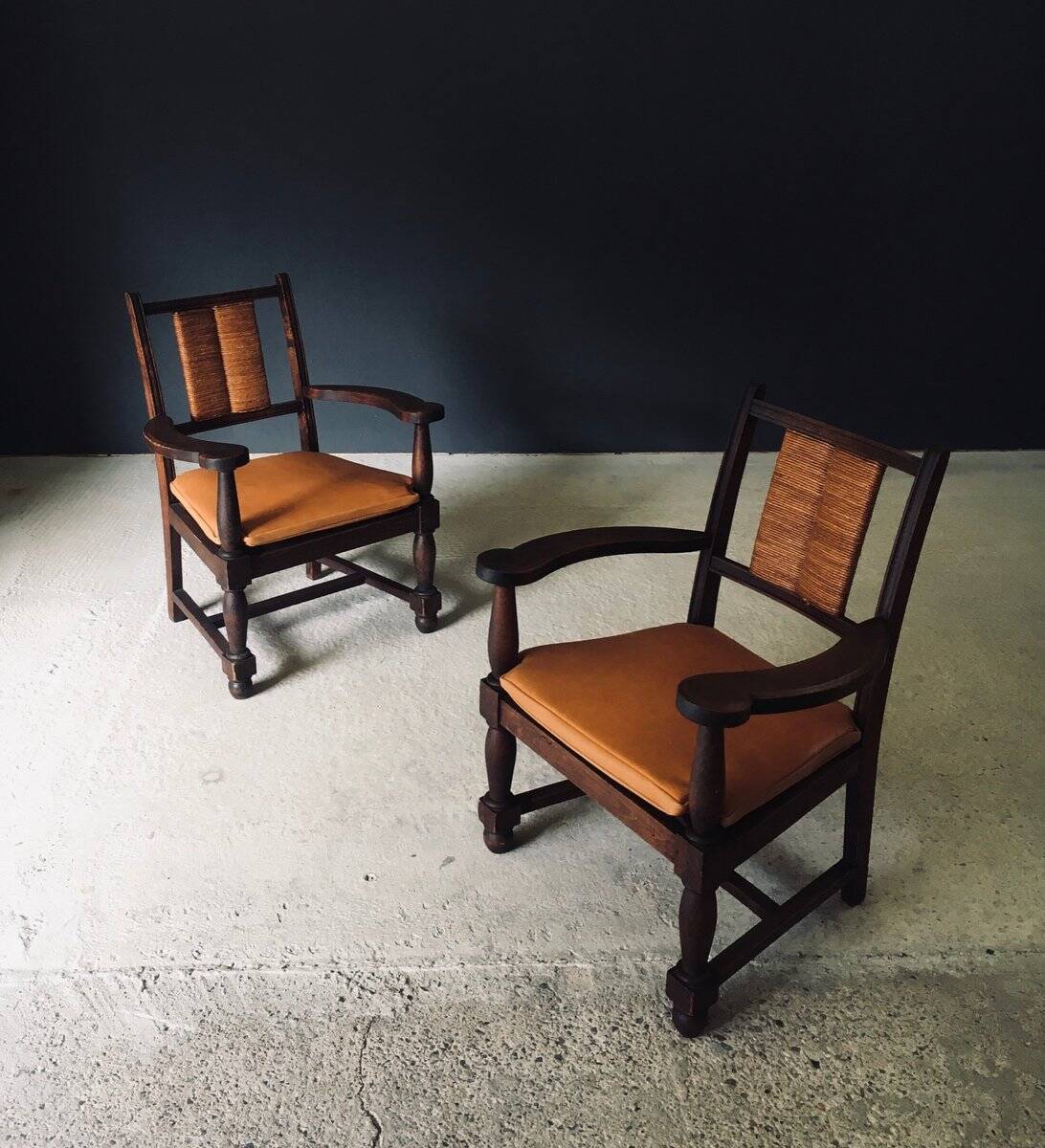 Mid-Century Modernist Armchairs in the style of Francis Jourdain, France, 1940s, Set of 2
