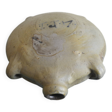 Ancienne bouteille, gourde crapaud en grès
