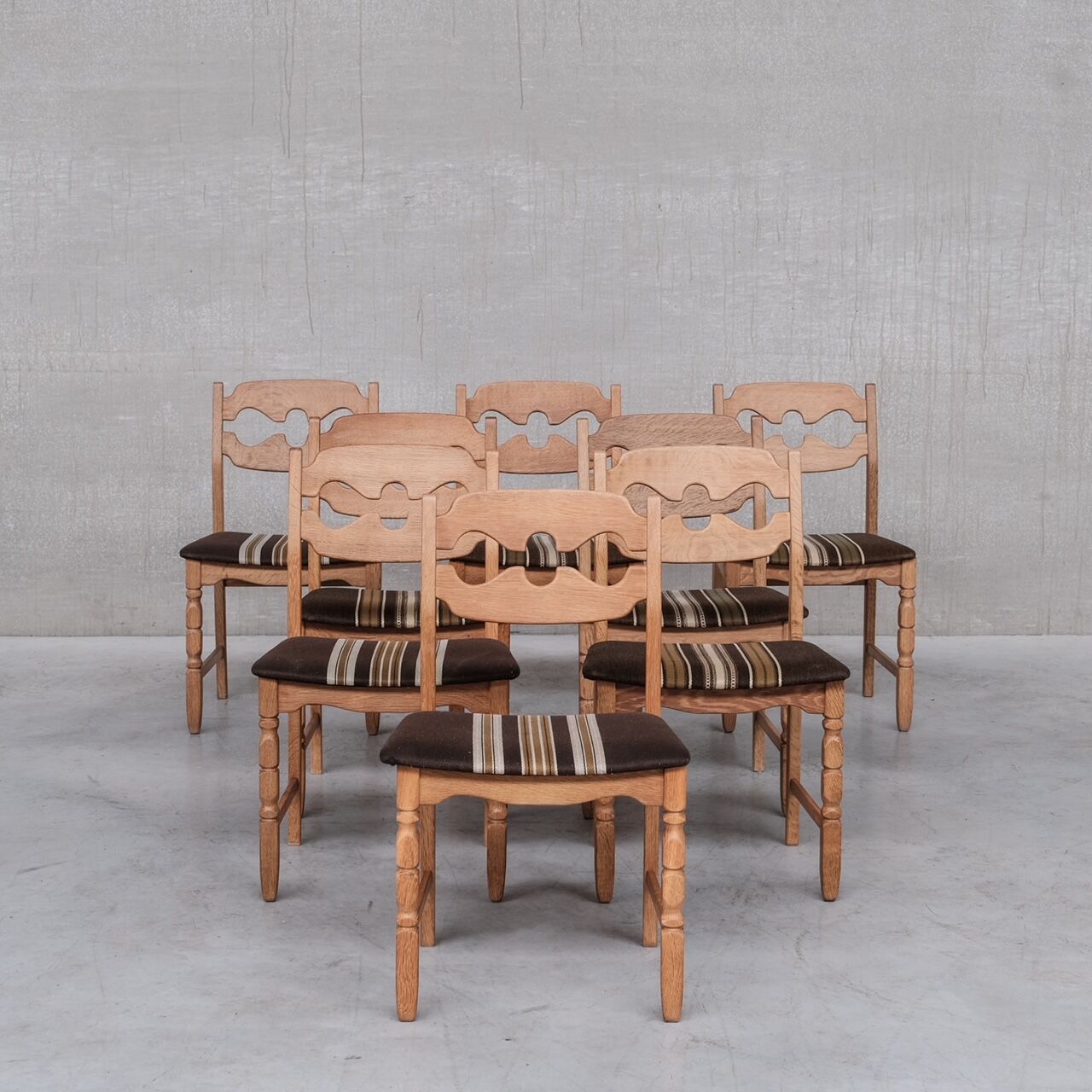 8 oak mid-century danish dining chairs
