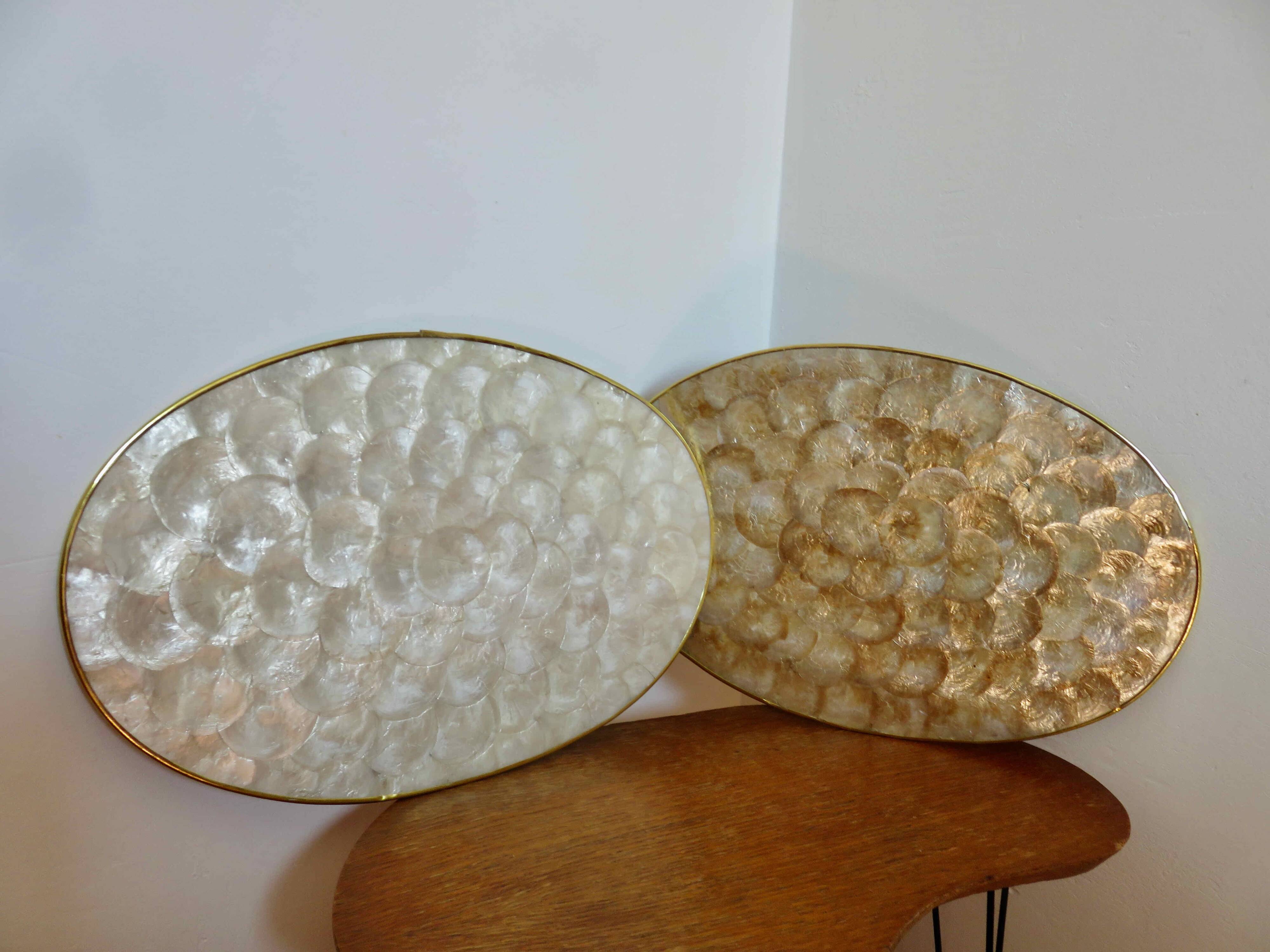 Set of 2 Philippine Capiz Mother of Pearl Placemats