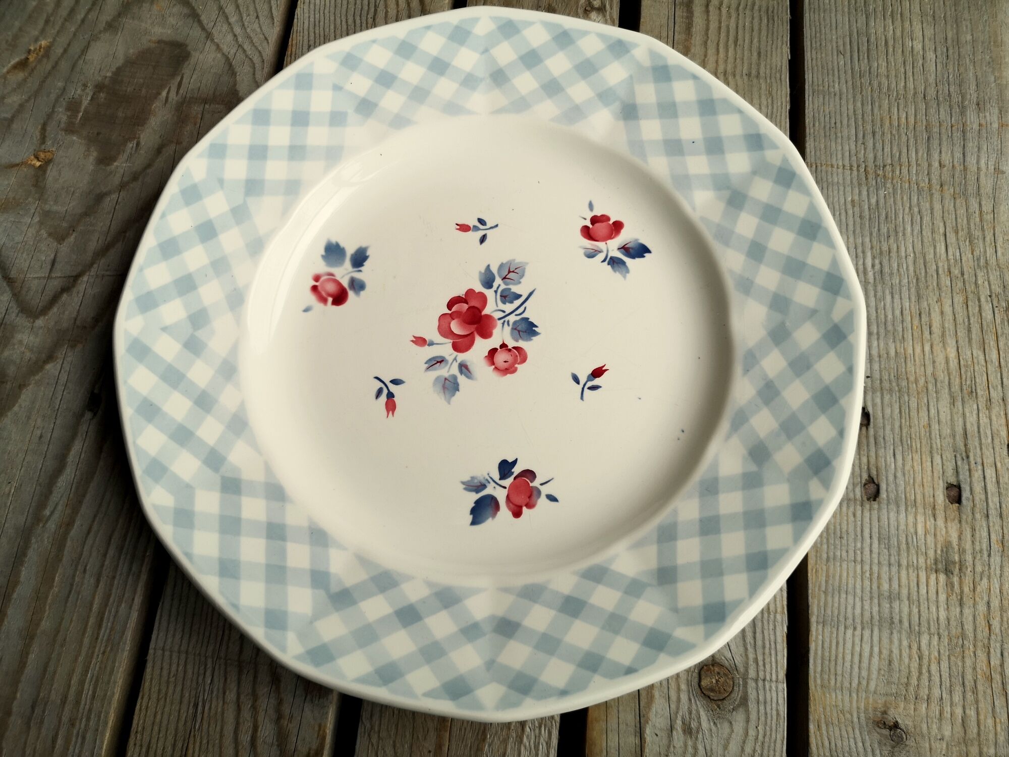 Old Round Plate in Ceramics by Digoin Sarreguemines Model Bastia