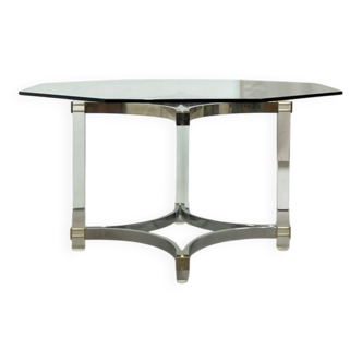 Octagonal dining table, Italian design, circa 1970.