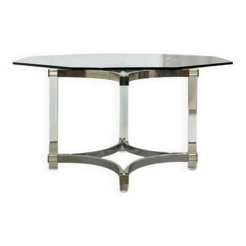 Octagonal dining table, Italian design, circa 1970.