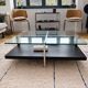 Glass and chrome metal coffee table