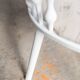 Matte white painted beech chair with upholstered seat in fabric 1970