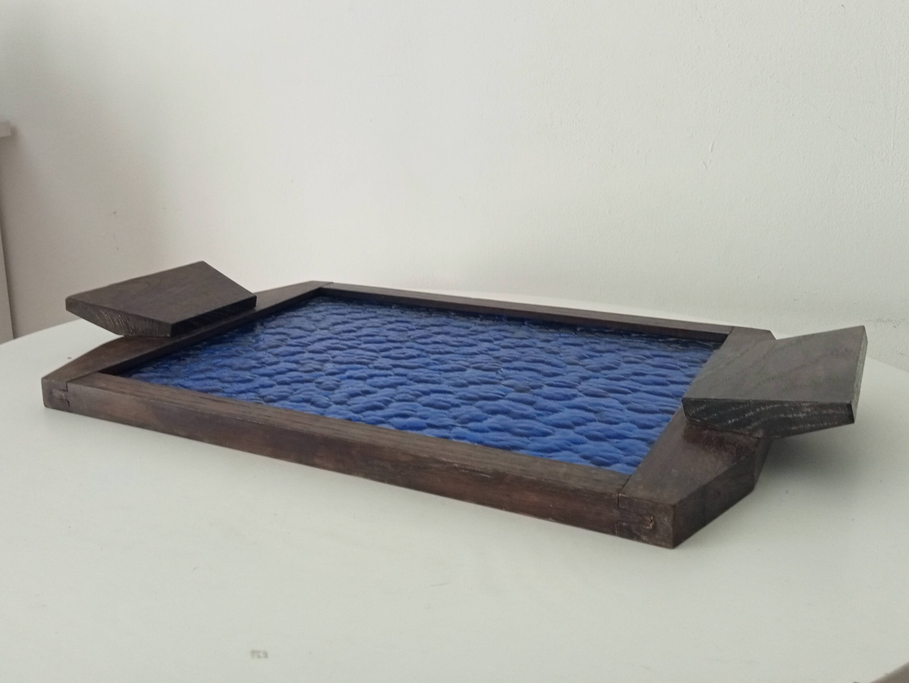 Art deco cathedral glass serving tray 1940s/1950s