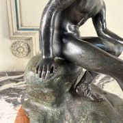 Hermès at rest, bronze Grand Tour, black and green patina, 19th century