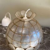 Vintage mother-of-pearl and brass pendant light