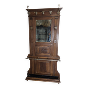 Old locker room or coat rack in walnut