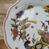 Very beautiful old plate decorated with Rouen, handmade by Geo Martel