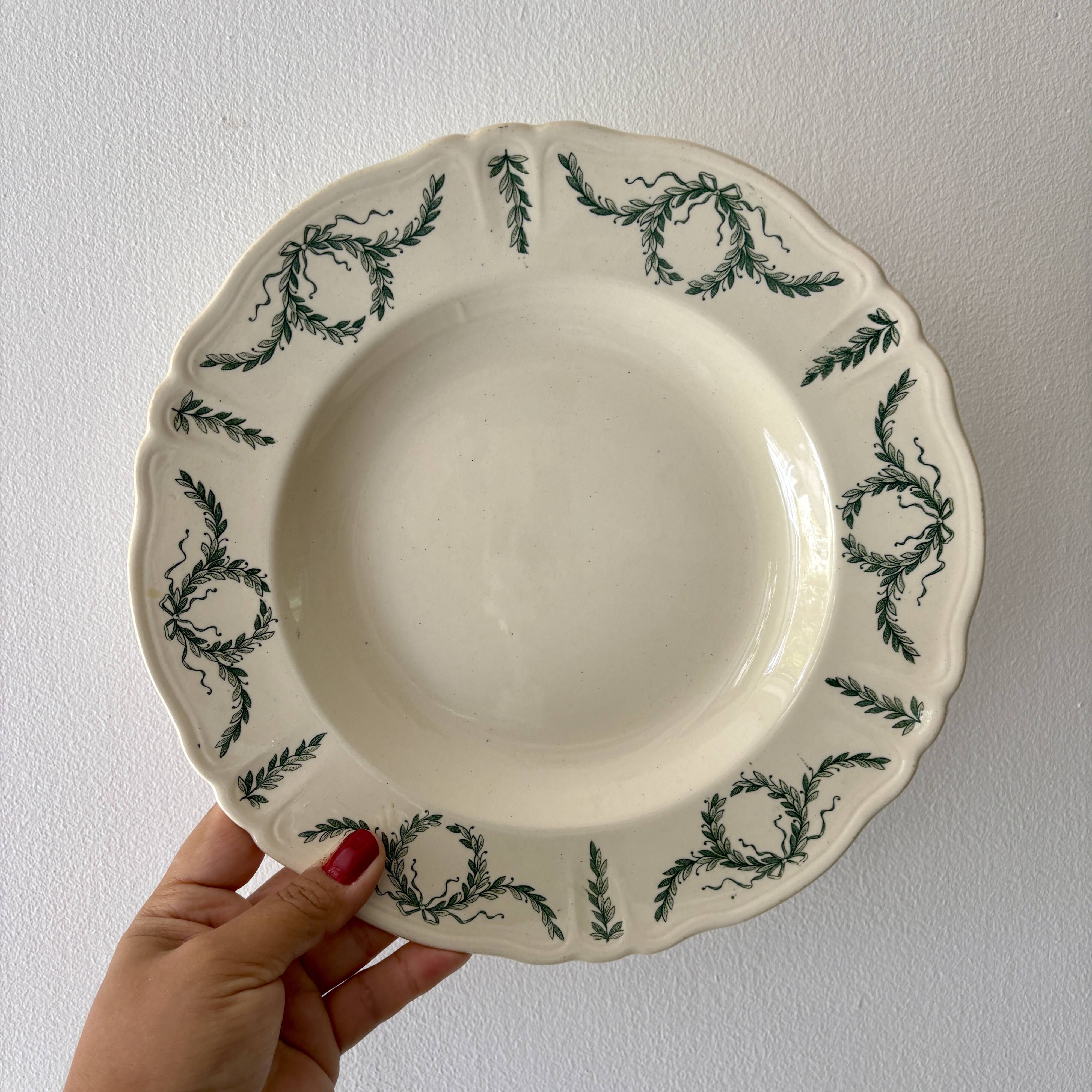 Set of 8 antique deep plates in ironstone, Villey de Longch.