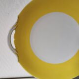 plat de service rond jaune et blanc porcelaine de limoges