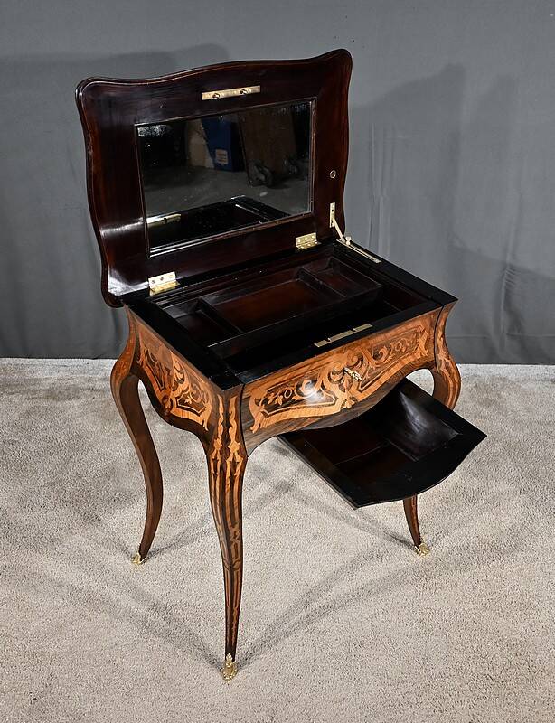 Rosewood and mahogany work table, Louis XV style, Napoleonic era