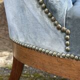 Toad armchair, blue velvet, vintage, 1950s